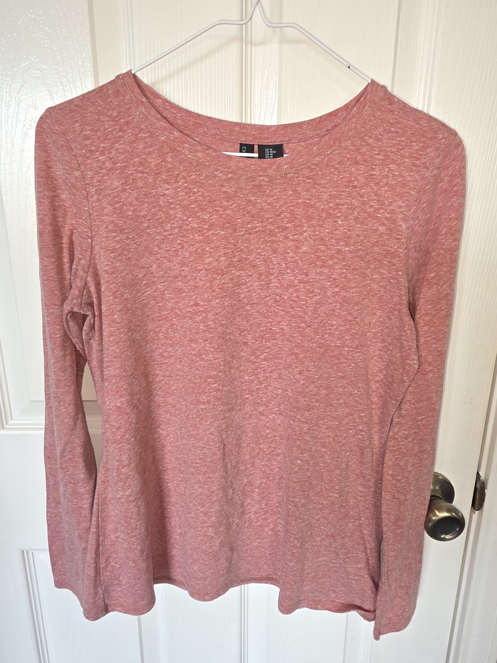 Cynthia Rowley Heathered Rose Long-Sleeve Crewneck Top